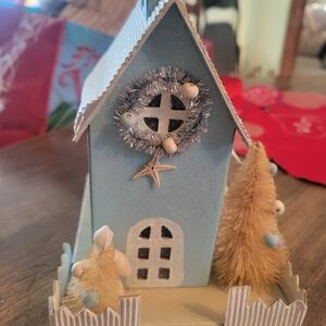 Charming Blue Holiday House Decoration